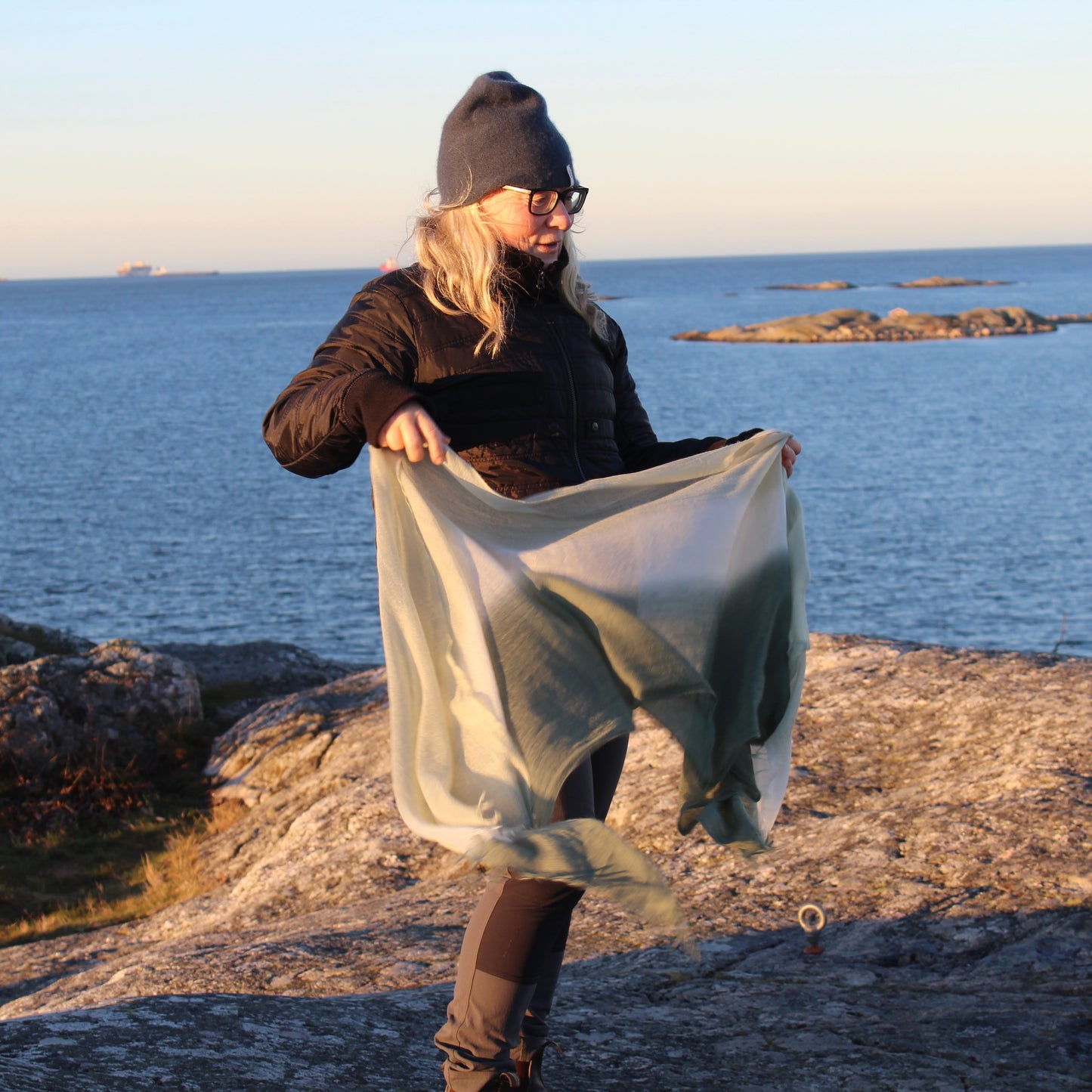 cashmere shawl green green fade