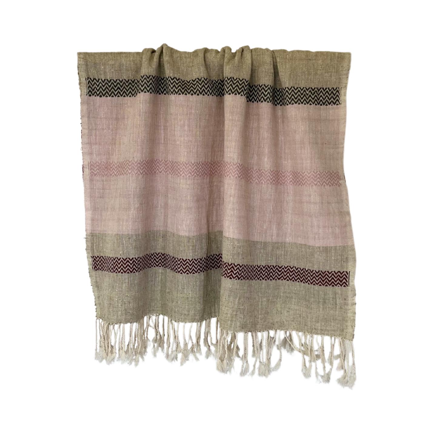 eri silk shawl pink grey stripe