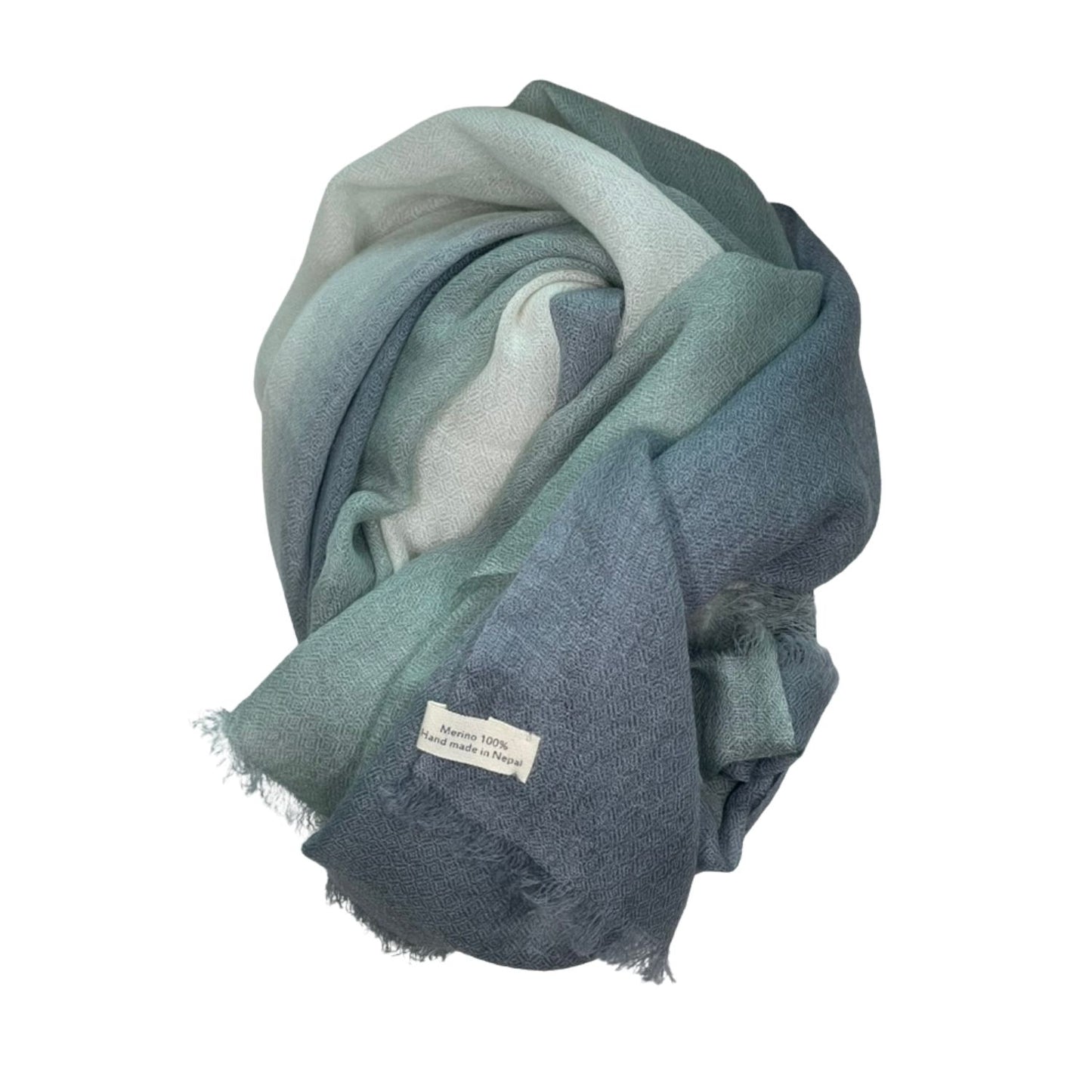 merino shawl green blue fade