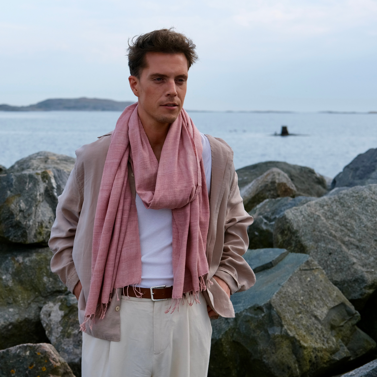 eri silk shawl light pink