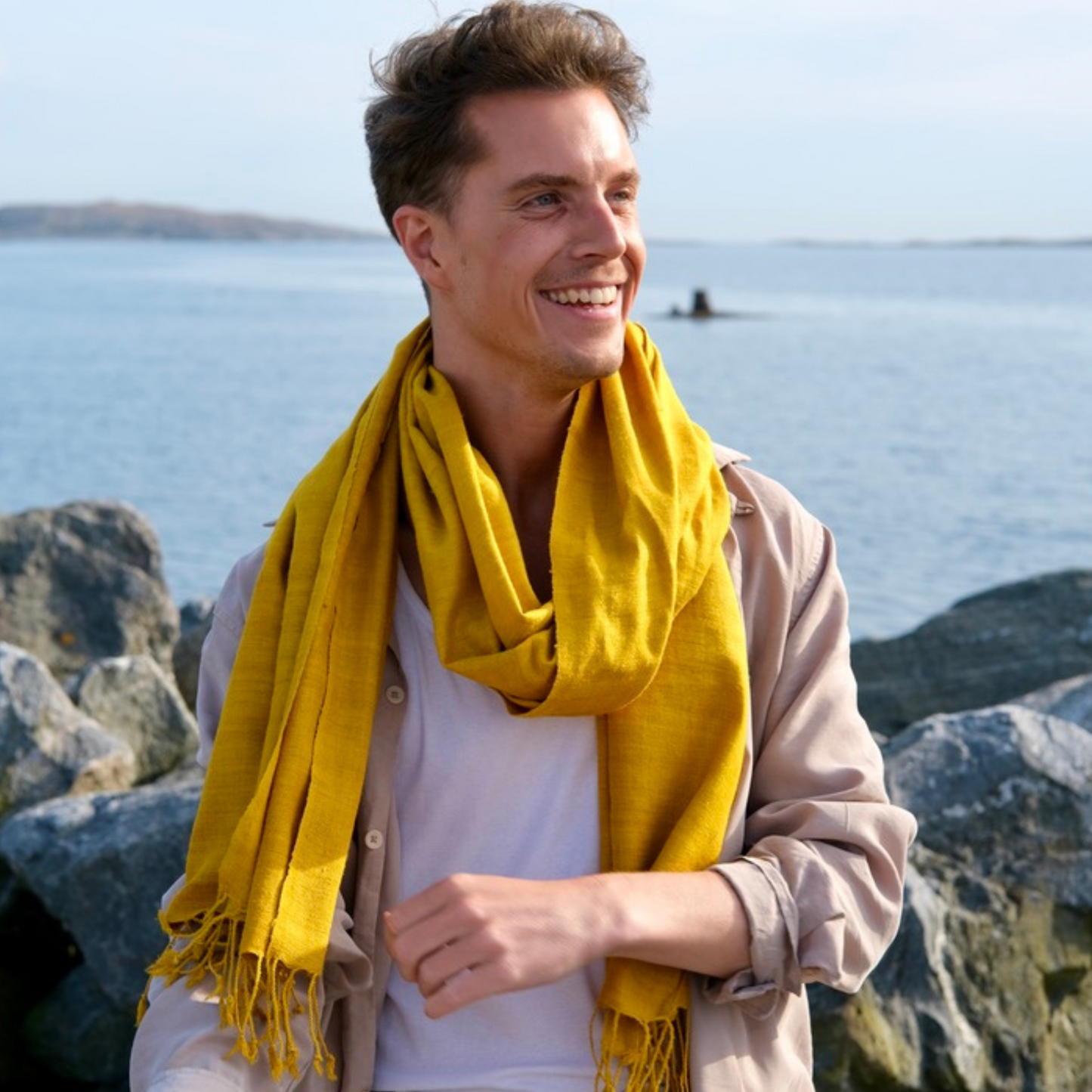 eri silk shawl golden yellow