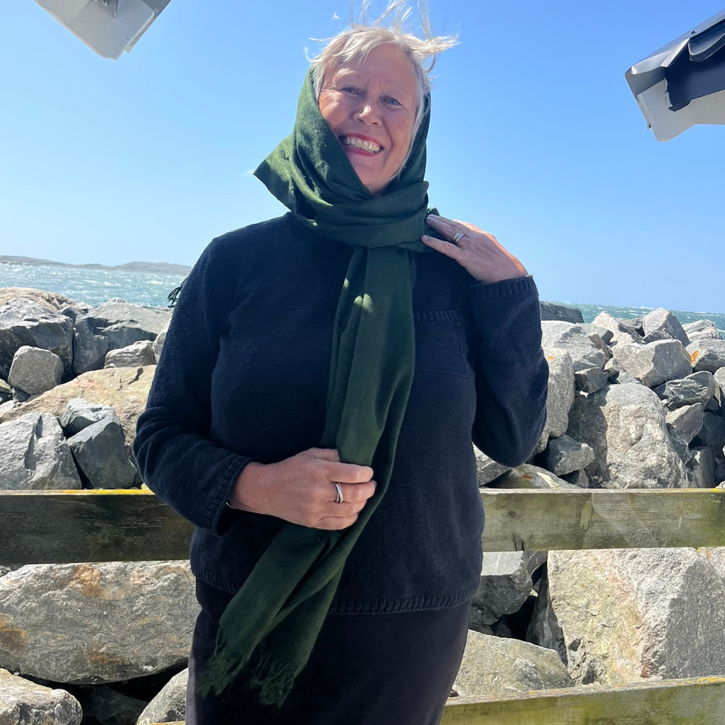 eri silk shawl forest green