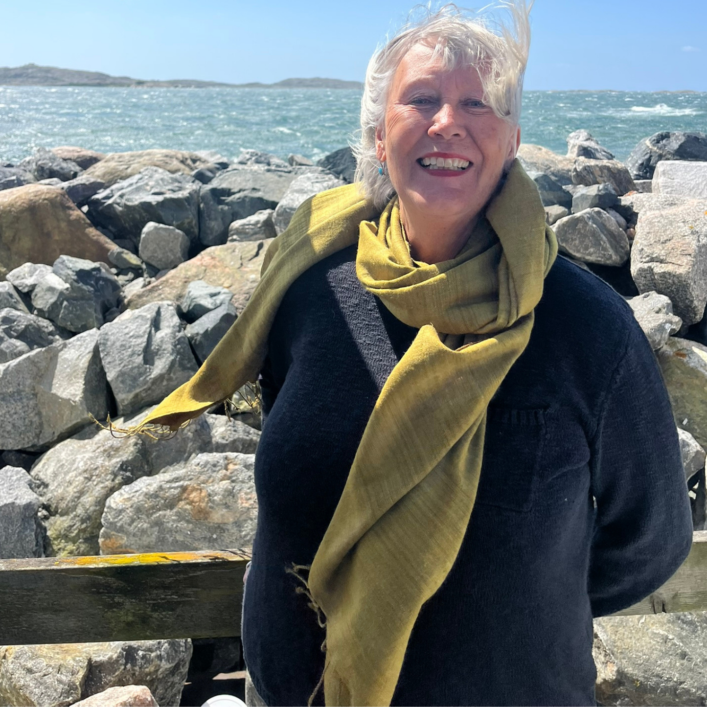 eri silk shawl yellow green