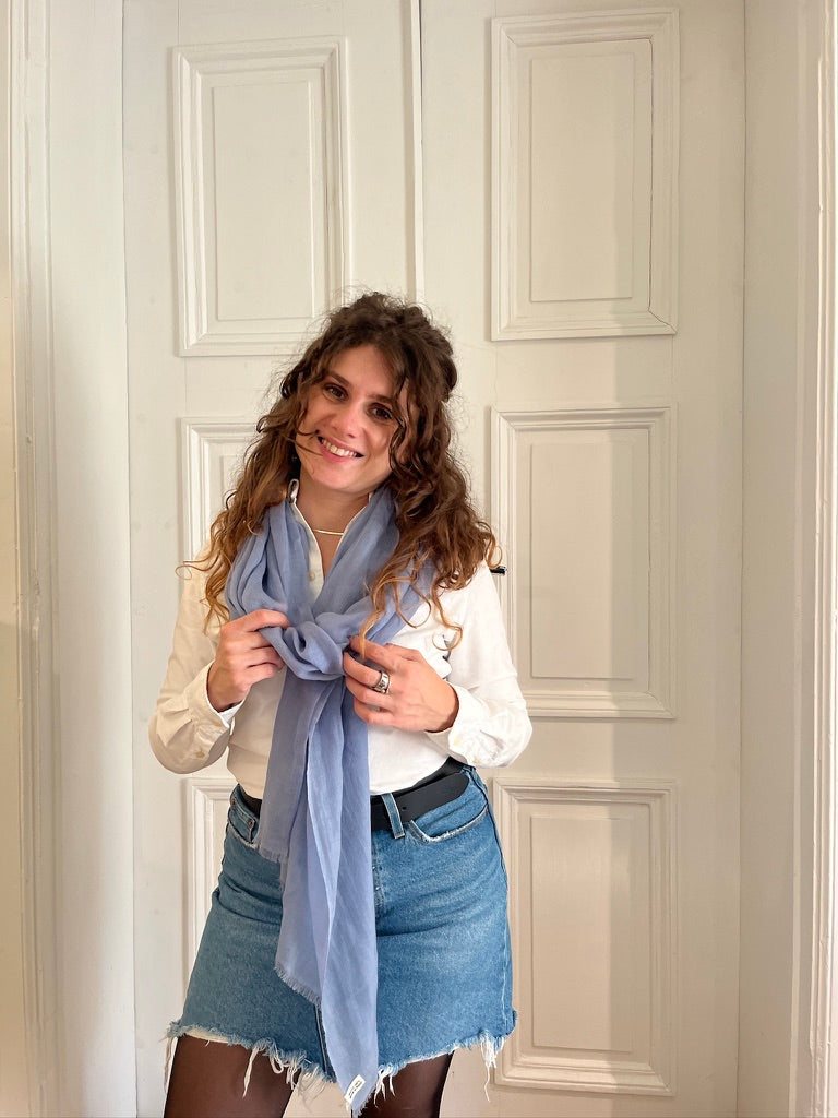 merino shawl light blue