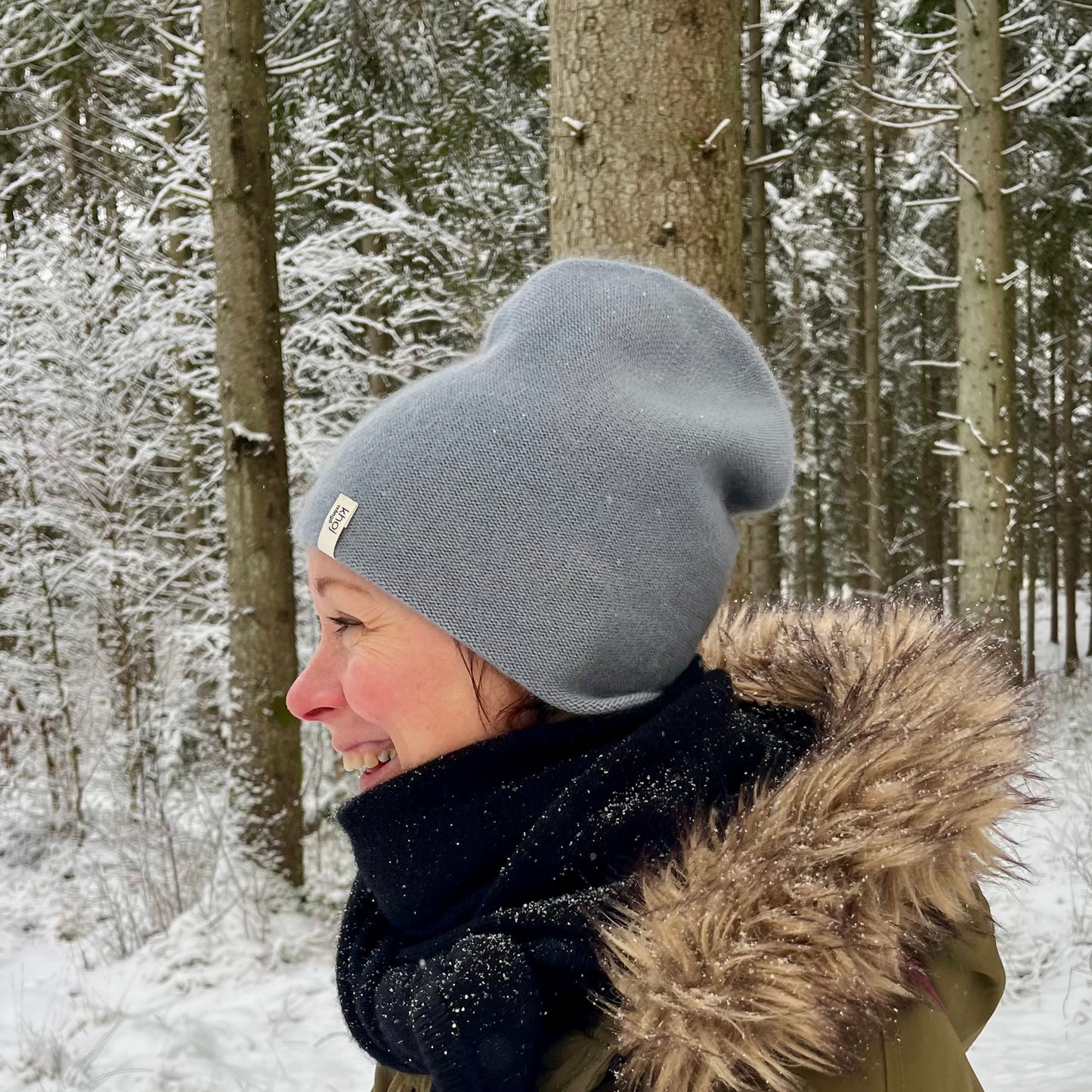 cashmere beanie blue grey