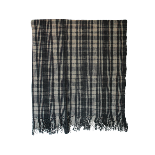 eri silk shawl blue plaid