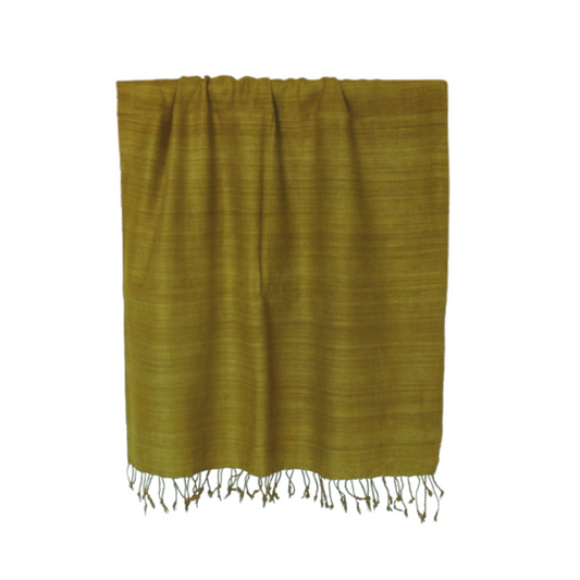 eri silk shawl yellow green