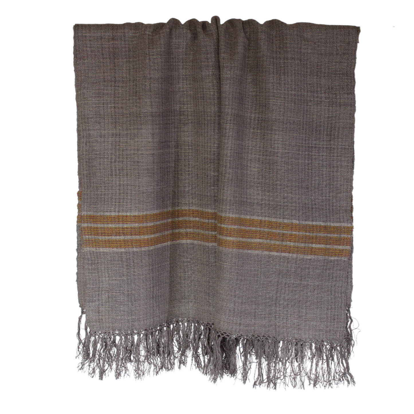 eri silk shawl grey mustard pink stripe