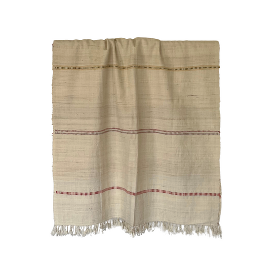 eri silk shawl offwhite thin stripe