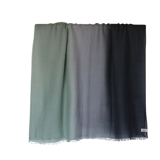 merino shawl green dark blue fade